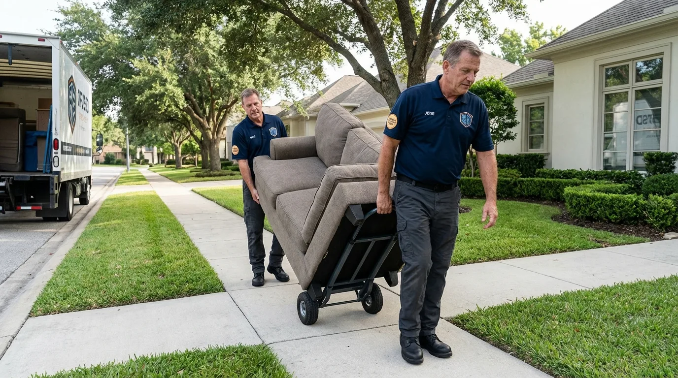 Local residential moving crew loading furniture in Millington, MI